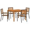 vidaXL Garden Dining Set 5 pcs Black Solid Acacia Wood