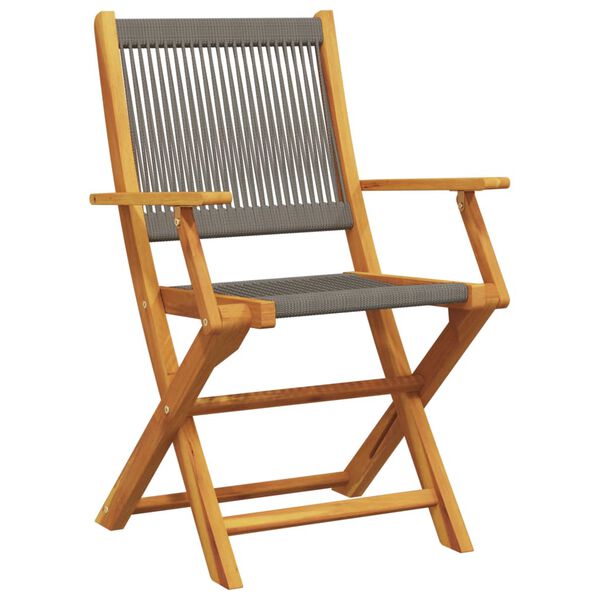 vidaXL Garden Chairs 2 pcs Grey Solid Wood Acacia and Polypropylene