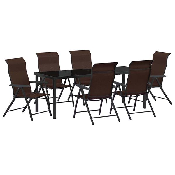 vidaXL Garden Dining Set 7 pcs Brown Powder-Coated Steel