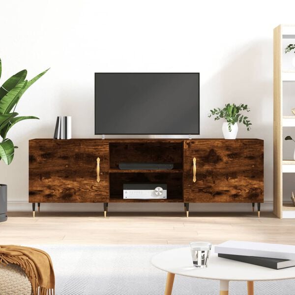 vidaXL TV Cabinet Smoked Oak 150x30x50 cm Engineered Wood