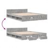 vidaXL Bed Frame with Drawers without Mattress Concrete Grey 140x190 cm