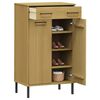vidaXL Shoe Rack with Metal Legs Brown Solid Wood Pine OSLO