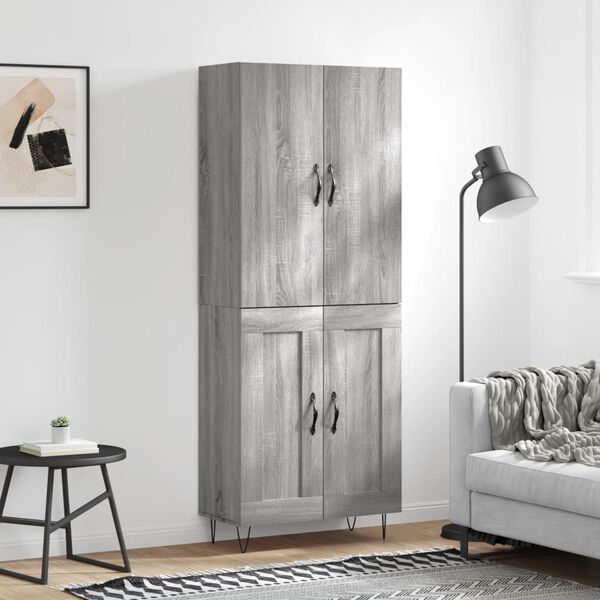 vidaXL Highboard Grey Sonoma 69.5x34x180 cm Engineered Wood