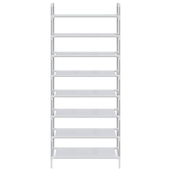 vidaXL Shoe Rack with 8 Shelves Metal and Non-woven Fabric Silver