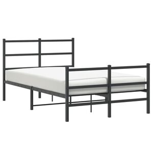 vidaXL Metal Bed Frame without Mattress with Footboard Black 120x200cm