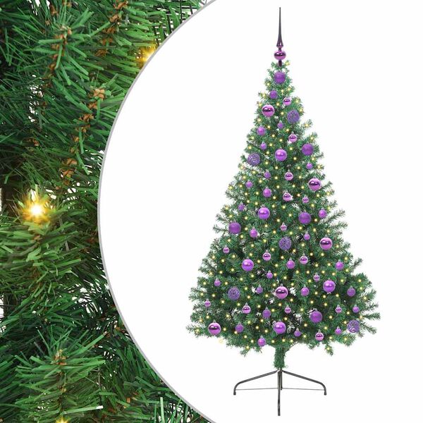 vidaXL Artificial Pre-lit Christmas Tree Green 180 cm PVC