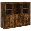vidaXL Sideboards with LED Lights 3 pcs Smoked Oak Engineered Wood