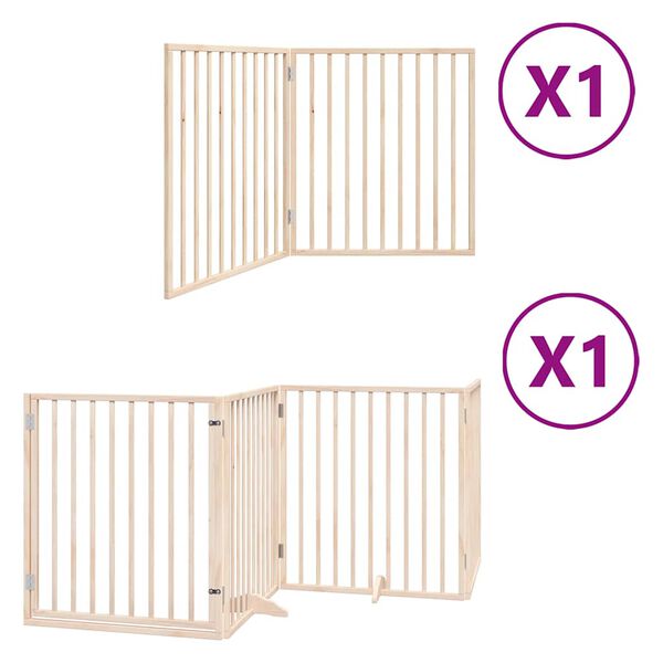 vidaXL Dog Gate with Door Foldable 6 Panels 480 cm Poplar Wood