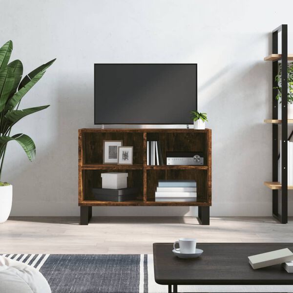 vidaXL TV Cabinet Smoked Oak 69.5x30x50 cm Engineered Wood