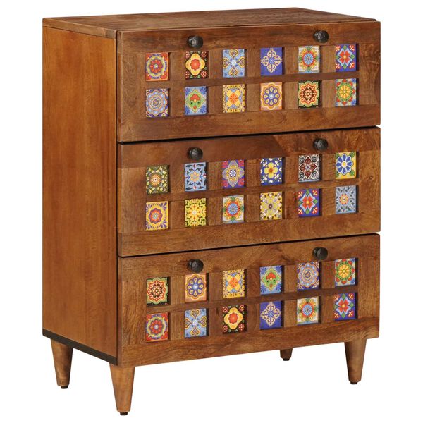 vidaXL Sideboard 3 pcs Walnut 60 x 33.5 x 75 cm Solid Mango Wood