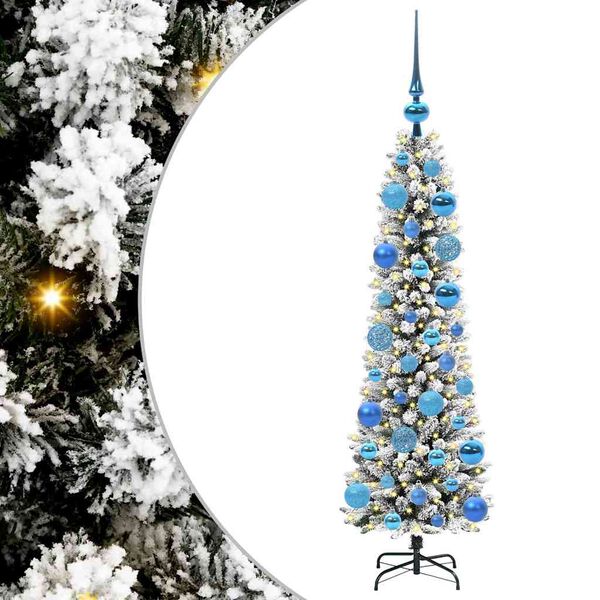 vidaXL Artificial Christmas Tree with 150 LEDs Green and white 120 cm