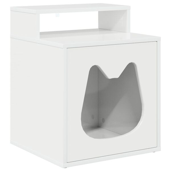vidaXL Cat House Gloss White 42.5 x 40 x 53.5 cm Engineered Wood