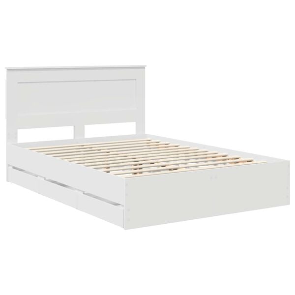 vidaXL Bed Frame with Drawer White 140 x 190 cm Engineer Wood