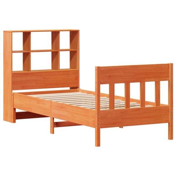 vidaXL Bed Frame without Mattress Wax Brown 75x190 cm Small Single Solid Wood Pine
