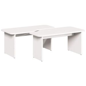 vidaXL Coffee Table 2 pcs White Solid pine wood