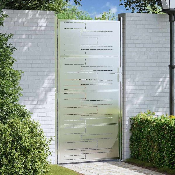vidaXL Garden Gate with Lock Silver 96 x 200 cm Stainless Steel