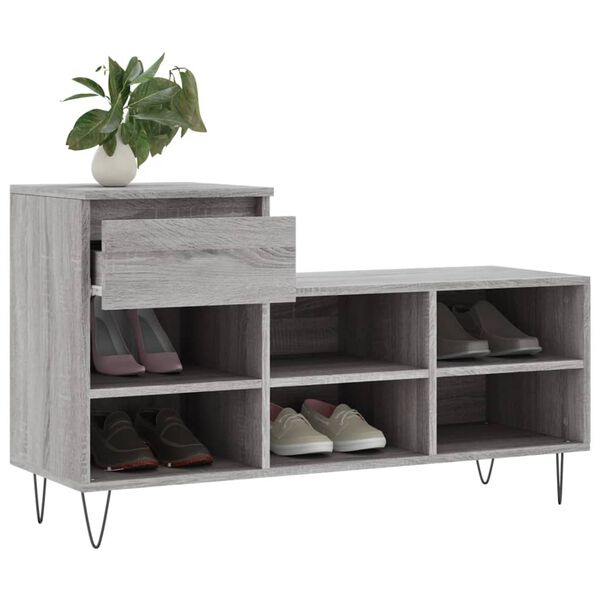 vidaXL Shoe Cabinet Grey Sonoma 102x36x60 cm Engineered Wood