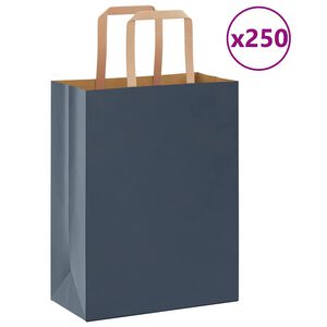 vidaXL Paper Bags 250 pcs with Handles Blue 21x11x28 cm