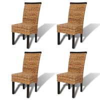 vidaXL Dining Chairs 4 pcs Abaca and Solid Mango Wood