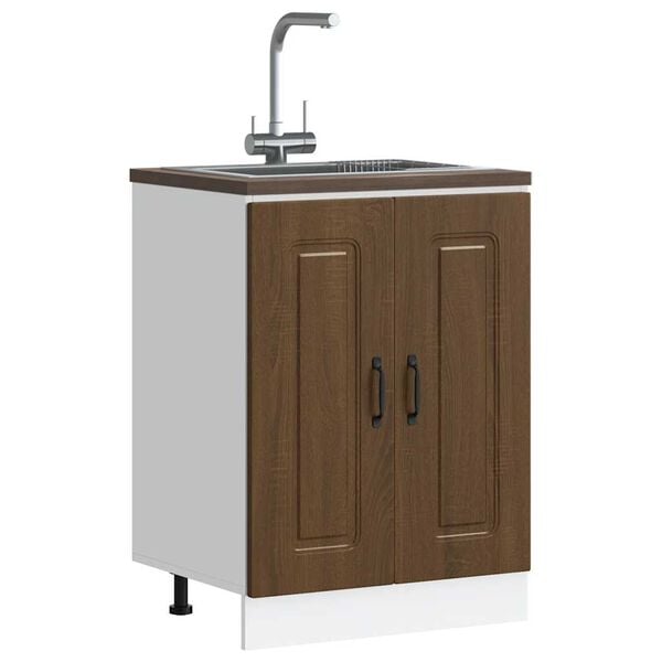 vidaXL Sink Base Cabinet Kalmar Brown Oak 60x46x81.5 cm Engineered Wood