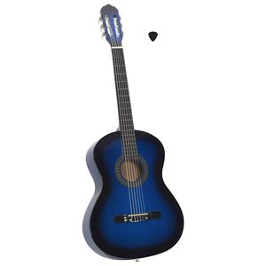 vidaXL Classical Guitar for Beginner Blue 4/4 39" Basswood