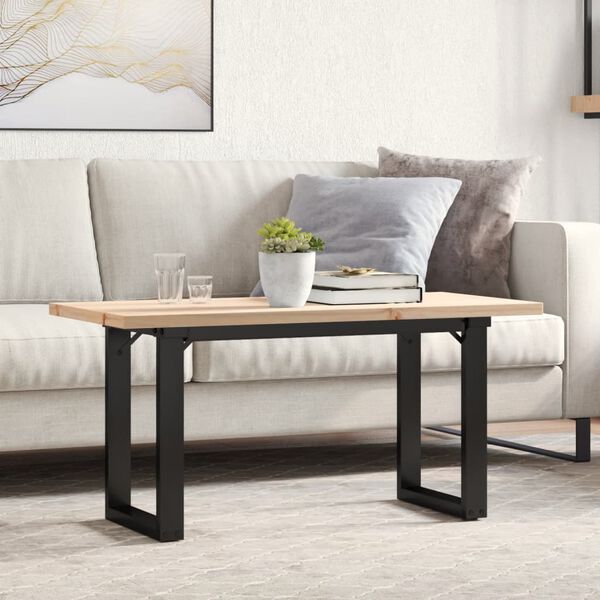 vidaXL Coffee Table O-Frame 90x40x45.5 cm Solid Wood Pine and Steel