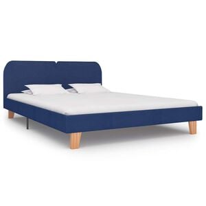 vidaXL Bed Frame without Mattress Blue Fabric 150x200 cm King Size