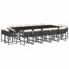 vidaXL 15 Piece Garden Dining Set with Cushions Black Poly Rattan