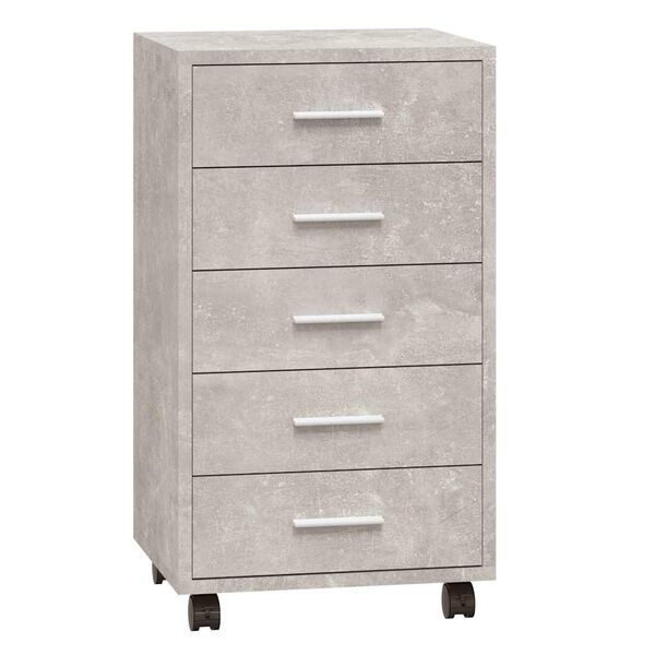 vidaXL Drawer Cabinet with Castors Concrete Grey Engineered Wood