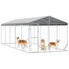 vidaXL Outdoor Dog Kennel with Roof Silver 3x7.5x2.5 m Galvanised Steel