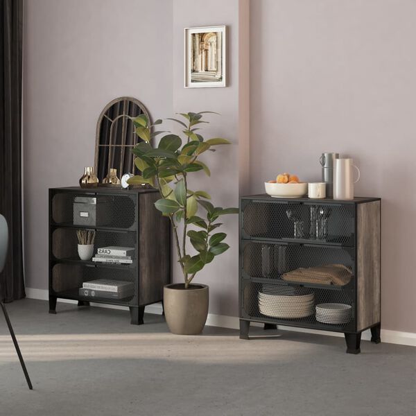 vidaXL Storage Cabinets 2 pcs Grey 72x36x82 cm Metal and MDF