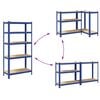 vidaXL 5-Layer Storage Shelves 2 pcs Blue Steel&Engineered Wood