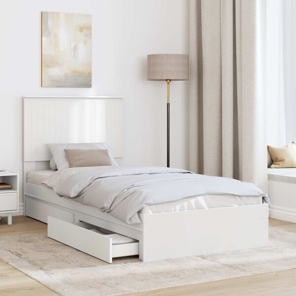 vidaXL Storage Bed with Headboard White 90 x 200 cm Engineered Wood
