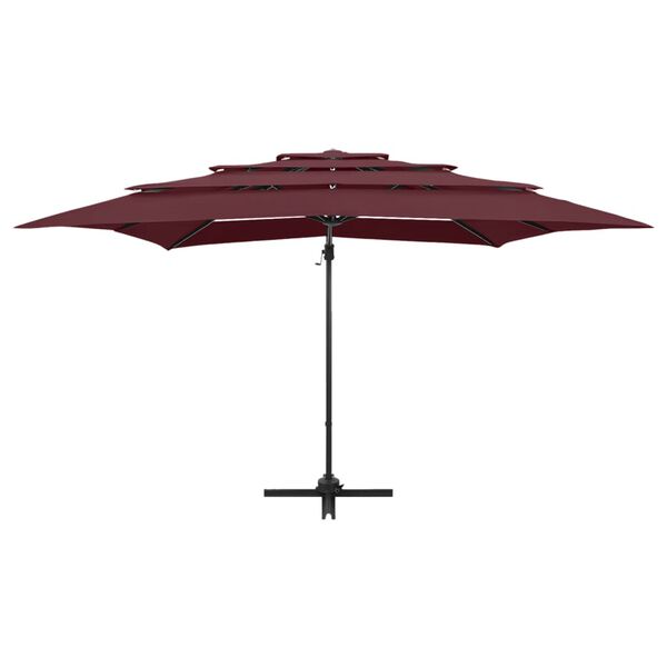 vidaXL 4-Tier Garden Parasol with Aluminium Pole Bordeaux Red 250x250 cm