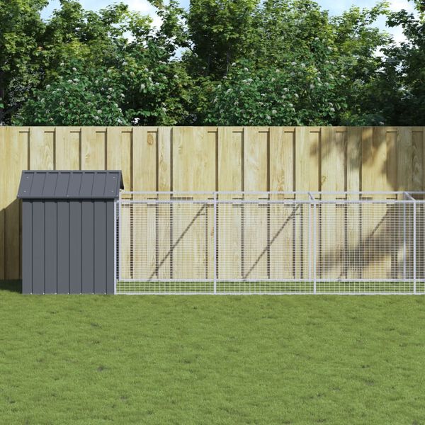 vidaXL Dog House with Roof Anthracite 117x1221x123 cm Galvanised Steel