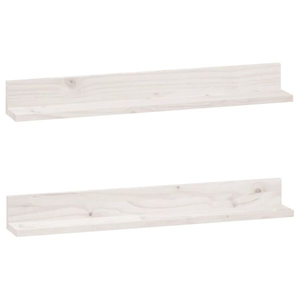 vidaXL Wall Shelves 2 pcs White 80x11x9 cm Solid Wood Pine