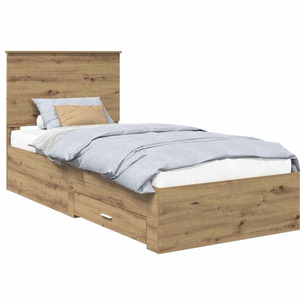 vidaXL Bed Frame with Drawer Artisan Oak 90 x 190 cm Engineered Wood