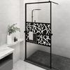 vidaXL Walk-in Shower Wall with Shelf Black 115x195 cm ESG Glass&Aluminium
