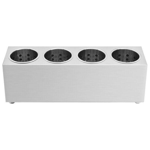 vidaXL Cutlery Holder 4 Grids Rectangular Stainless Steel