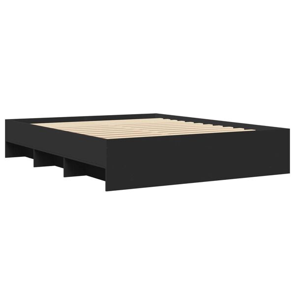 vidaXL Bed Frame without Mattress Black 160x200 cm Engineered Wood