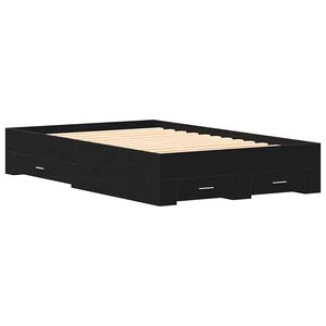 vidaXL Bed Frame with Drawer Black Oak 120 x 190 cm Engineered Wood