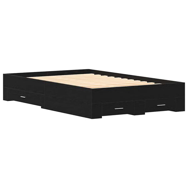vidaXL Bed Frame with Drawers Black oak 120 x 190 cm Engineered wood