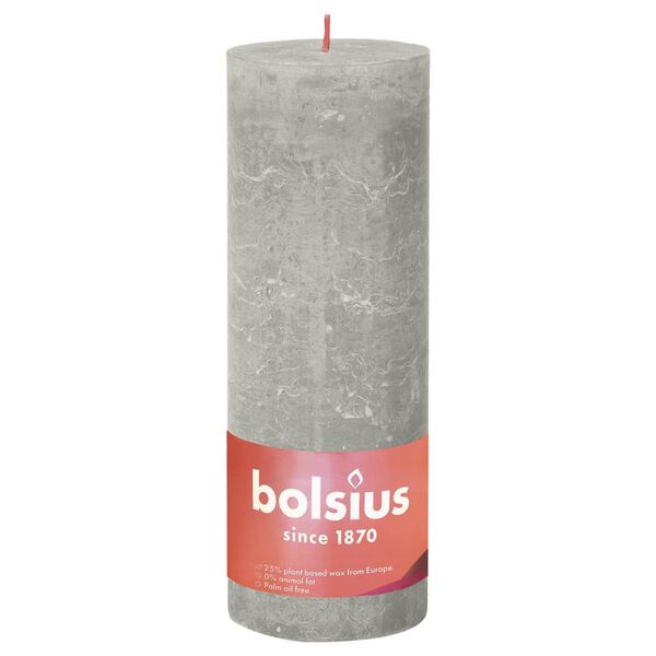 Bolsius Rustic Pillar Candles Shine 4 pcs 190x68 mm Sandy Grey