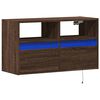 vidaXL TV Wall Cabinet with LED Lights Brown Oak 80x31x45 cm