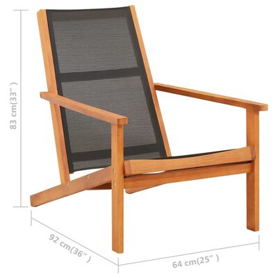 vidaXL Garden Chair with Footrest Solid Eucalyptus Wood and Textilene