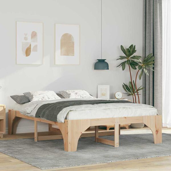 vidaXL Bed Frame Brown 160 x 200 cm Solid Pine Wood