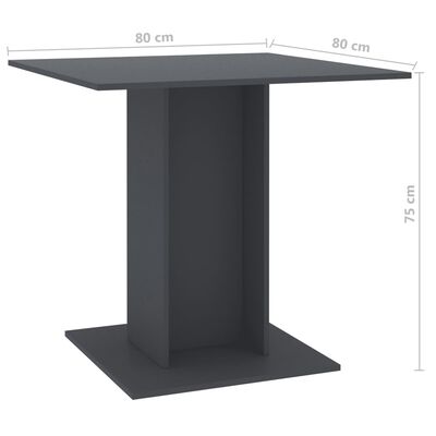 vidaXL Dining Table Grey 80x80x75 cm Chipboard