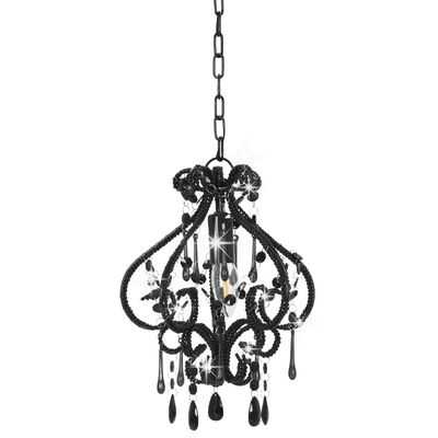 vidaXL Ceiling Lamp with Beads Black Round E14