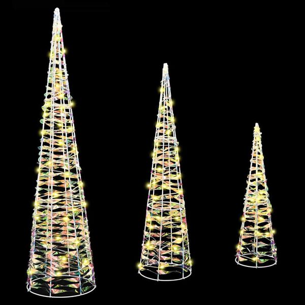 vidaXL Christmas Tree 3 pcs Warm white 20 x 20 x 80 cm PET