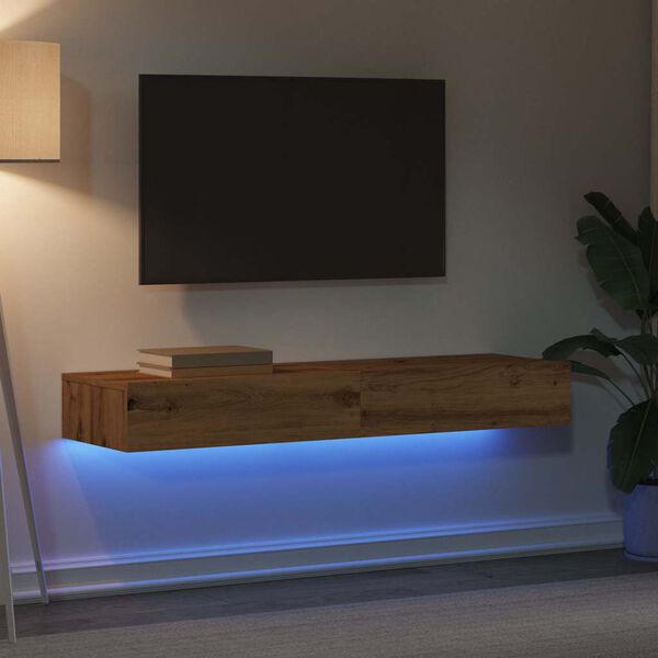 vidaXL TV Cabinets with LED Lights 2 pcs Artisan Oak 60x35x15.5 cm